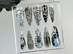 Gothic Black Chrome Press On Nails | Cyberpunk 3D Press Ons | Holographic 3D Fake Nails | Gothic. Y2K. Dark Nail Art | Gothic Nails |OC773YC
