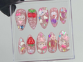 Cute 3D Cartoon Press-On Nails | Kawaii Glitter Pink Nail Art | Hello Kitty And Strawberry Themed Acrylic Nails | Nail Charms |Custom|OB575Y