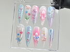 Enchanted Garden Press-On Nails | Floral and Butterfly 3D Nail Art | Handcrafted Fake Nails | Nail Charms | Press Ons | Gift for her|OC462TC