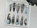 Gothic Black Chrome Press On Nails | Cyberpunk 3D Press Ons | Holographic 3D Fake Nails | Gothic. Y2K. Dark Nail Art | Gothic Nails |OC773YC