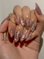 Gothic Sigil Luxury Press On Nails | Nude Rose Gothic Nail Art | Nude Rose Gothic Press Ons | Occult Symbol Set | OB1007EC