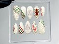 Candy Sweater Christmas Press On Nails | Snowflake Winter Nail Art | Red Green Stripe Holiday Nails |3D Cable Knit Nail | OB1212EC