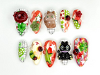 Kawaii Cat & Ladybug Press-On Nails | 3D Cute Nail Art | Funky Kawaii Fake Nails|Cat Leaf Ladybug Kawaii Nails |Kawaii Fun Nail Set |OB784YC