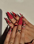 Gorecore Horror Halloween Press On Nails | 3D Brain & Bloody Wound Nail Art | Long Creepy Press Ons | Handpainted Halloween Nails | OB112HC
