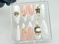 Pearl Starfish Shell Press On Nails by dorynail | Ocean Theme 3D Press Ons | Mermaid Bride Fake Nails | Pearl Bridal Nail Art | OC849YC