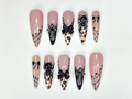 Vintage Halloween Leopard Press On Nails | Gothic Pumpkin & Spider Web Nail Art | Handmade Halloween Nail Set | Gothic Nail Set | OB180HC