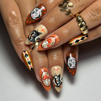 Halloween Press On Nails | Hand Painted Vintage Clown & Cat Nail Set | Retro Mushroom Fake Nails OB465L