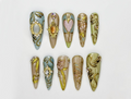 Baroque Stained Glass Press On Nails | Vintage Luxury Heart Nails | Handmade Victorian Aesthetic Nails | Handmade Stiletto Press Ons|OB311HC