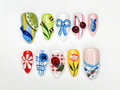 Garden Picnic Summer Press On Nails | 3D Cherry. Bee & Flower Nail Art | Summer Cottagecore Nails | Cute Colorful Press Ons | OB896HC