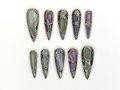 Futuristic Metallic Press On Nails | Silver Frame Nail Art | Gemstone Inspired Handmade Nails | Gray & Purple Luxury Nail Set | OC1158BC