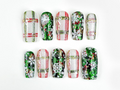 Holiday Sparkle Green Press On Nails For Christmas | Red Green Christmas Nails | Snowflake Glitter Nail Art | Festive Press Ons | Winter Nails | OC227HC