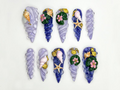 Mermaid Shell Spiral Press On Nails | Ocean-Inspired 3D Nail Art | Seashell Starfish Lilac Nails | Fairycore Beach Nail Set | OB861H
