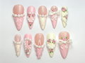 Coquette Pink Ribbon Press On Nails | 3D Blush Vintage Nail Set | Long French Ribbon Nails | Romantic Pink Press On Nails |OB760HC