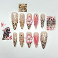 3D Hibiscus Flower & Tropical Muse Nails | Ethereal Goddess Press Ons | Luxury Seashell Art Nails |Nude Pink Floral Summer Nails | OB360IC