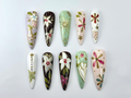 Oriental Floral Press On Nails | Floral Dragonfly Nail Art | Vintage Painted Flower Fake Nails | Inspired by Asian Jewelry | OB739YK