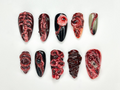 Horror Halloween Press On Nails | 3D Bloody Body Art Nails | Halloween Skeleton & Flesh Nail Set | Grunge Monster Horror Nails | OB979HC