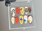 Kawaii Brunch Press On Nails | 3D Food Nail Art | Strawberry Waffle Press Ons | Funny Food Fake nails | Egg & Strawberry Nails | OB955YC