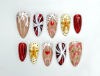 Wonderland Christmas Press On Nails | Santa Claus Christmas Nail Art | Candy Cane & Tree Nails | Cute Winter Nail Set | OB219EK