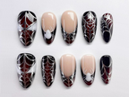 Halloween Spiderman Press On Nails | Acubi-Style Nails | Spider. Spiderweb Nail Set | 3D Silver Gel Nail Art | Almond Nails | OC282A