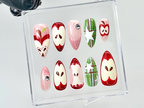 Cute Red Fruit Press On Nails | Kawaii Food Fake Nails | Glossy Custom Nail Art | Apple-Inspired Fake Nails | Kawaii Style Nails | OB858YC