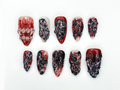 Gothic Blood Veil Press On Nails | 3D Dark Red & Black Texture Nail Art |Horror-Inspired Abstract Nails | Handmade Grunge Press Ons |OB988EC