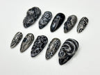 Abstract Black Chrome Swirl 3D Press On Nails
