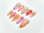 Tropical Summer Splash Press On Nails | Cute Starfish & Shell Design | Bright Sunset and Beach Theme Nails | 3D Ocean Nail Art | OB979EK