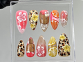 Tropical Summer Press On Nails | 3D Hibiscus. Citrus Design Fake Nails | Handmade Vacation Nail Art | Luau Beach Press Ons | Summer |OB878YC