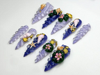 Mermaid Shell Spiral Press On Nails | Ocean-Inspired 3D Nail Art | Seashell Starfish Lilac Nails | Fairycore Beach Nail Set | OB861H