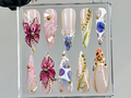 Luxury Orchid Press On Nails | Pearl. Gold Floral Press Ons | Handmade Luxury Fake Nails | 3D Floral. Gold Accents Nail Art | OB751YC