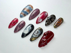 Dark Academia Press-On Nails | Moon. Stars & Swan Design | Handmade Cosmic Nail Set | Baroque And Vintage Style | Celestial Nails | OB728HK
