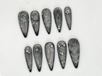 Elegant Silver Gothic Press-On Nails | Intricate Butterfly and Rose Silver Nails | Luxury Silver Gothic | Butterfly & Rose Design | OC630LC