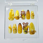 3D Monkey Press On Nails with Bananas