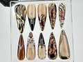 Black & Gold Marble Press On Nails | Leopard Print. Brown Fake Nails | Nature-Inspired Designs Nail Art | Edgy Gothic Nails | OB694YK