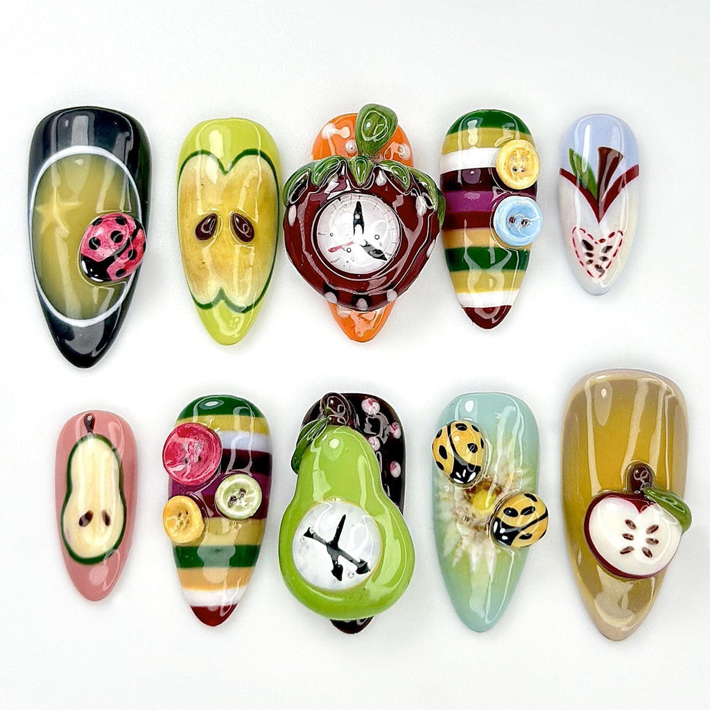 3D Fruit & Bug Gel Press-On Nails