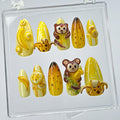 3D Monkey Press On Nails with Bananas
