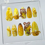 3D Monkey Press On Nails with Bananas