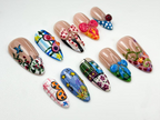 Pop Art Press On Nails | Funky Cartoon Mixed Pattern Nails | 3D Cute Bug & Ribbon Nail Art | Playful Art Press Ons | Cute Cartoon | OB804HC