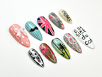 Grunge Aesthetic Press On Nails | Retro British Pop Nails | Peace Sign & Graffiti Art | Statement Aesthetic Nail | Cool Girl Style | OB892HK