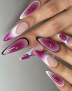 Handmade Bold Purple Silver Star Aura Press on Nails F94