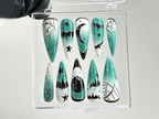 Gothic Halloween Press On Nails | Green Ombre Gothic Nails | Spooky Green Ombre Nail Art | Y2k Nails | Gothic Nails | Press Ons | OB577TK