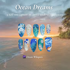 Ocean Dreams Nail Bundle | 3 Sea-Inspired Press On Nail Sets | Mermaid. Coral & Shark Vibes | OB100L