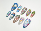 Handpainted Swan Press On Nails | Dreamy Lake Garden Nail Art | Nature Landscape Press On Set | Impressionist Pastel Nails | OB930HC