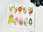 Cute Anime Press On Nails | Ghibli Characters & Floral Fake Nails | Kawaii Anime Nail Art | Ponyo Totoro Calcifer Press Ons | OB1021YC