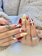 Wonderland Christmas Press On Nails | Santa Claus Christmas Nail Art | Candy Cane & Tree Nails | Cute Winter Nail Set | OB219EK