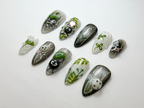 Whimsical Forest Totoro Press-On Nails | Totoro-Inspired Handmade Nailss | Totoro & Soot Spirit Nail Design | Handmade Fantasy Nail |OB719HC