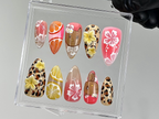 Tropical Summer Press On Nails | 3D Hibiscus. Citrus Design Fake Nails | Handmade Vacation Nail Art | Luau Beach Press Ons | Summer |OB878YC