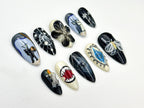 3D Gothic Cat Spider Web Nail Set
