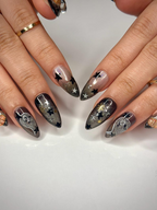 Pumpkin Gothic Press On Nails | Halloween Black & Orange Nails | Handmade Spooky Nail Design | Unique Gothic Pumpkin Nails | OB151HC