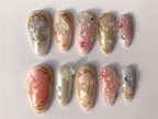 Combo Nature Pastel Press On Nails | Handmade Soft Nail Art | Elegant Spring Designs | Bestseller Nails | Girly Pastel Collection | OB999H